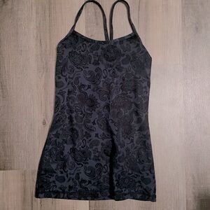 Lululemon Power Y Black Paisley Tank Top (built-in bra)